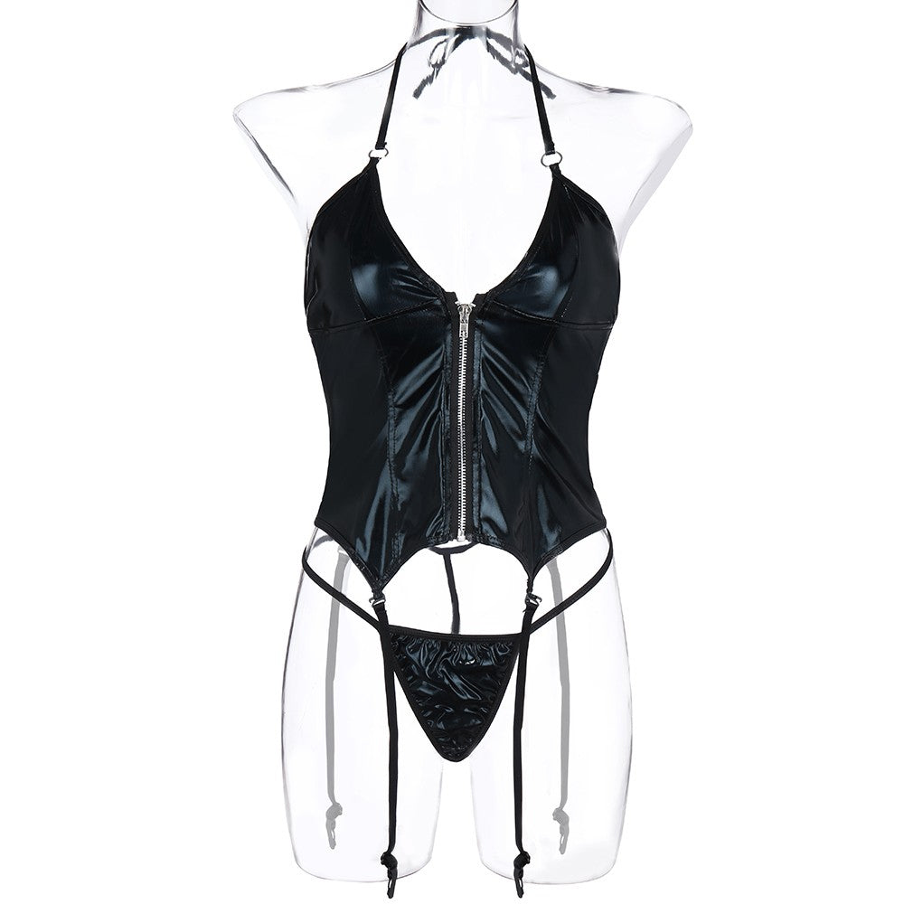Sexy Corset Underwear Erotic Costumes Lingerie Sexy Dress For Sex Leather Zipper Garter Porno