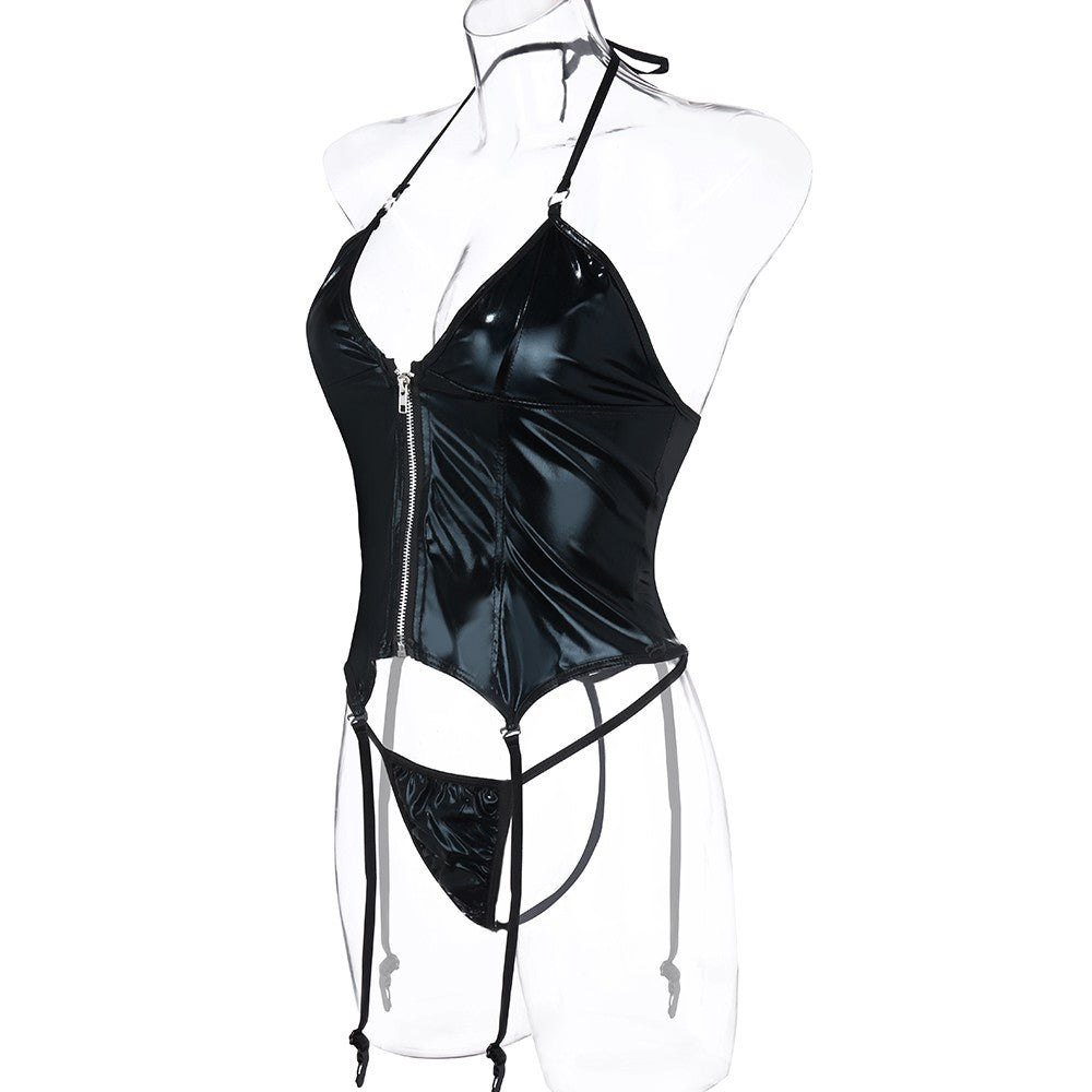 Sexy Corset Underwear Erotic Costumes Lingerie Sexy Dress For Sex Leather Zipper Garter Porno