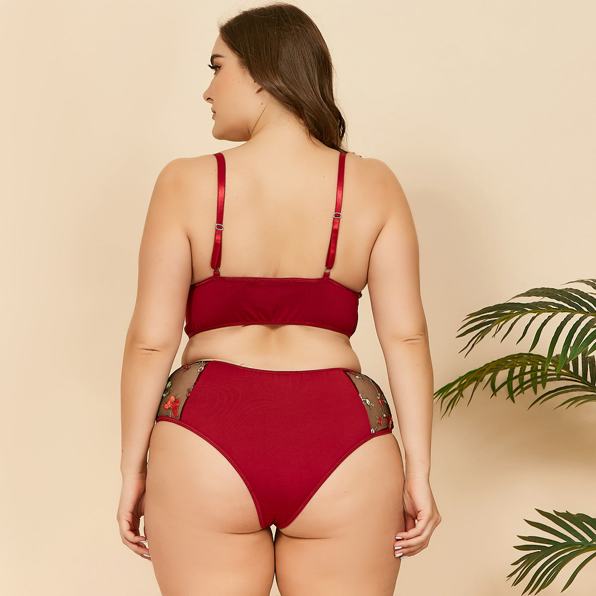 Plus Size Sexy Lingerie Front Closure Wireless Bra Women Panty Wholesale Mesh Bralette