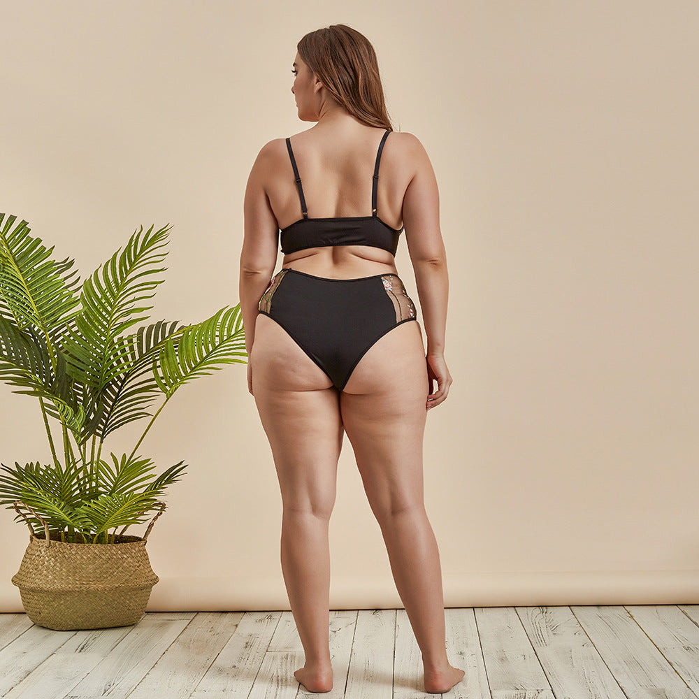 Plus Size Sexy Lingerie Front Closure Wireless Bra Women Panty Wholesale Mesh Bralette
