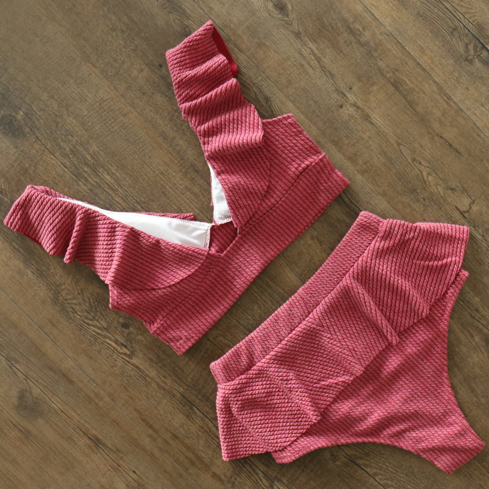 New High Waist Bikini Swimwear Women Swimsuit Push Up Bikinis Women Bathing Suit Biquini Ruffle Bikini Summer Beach Wear