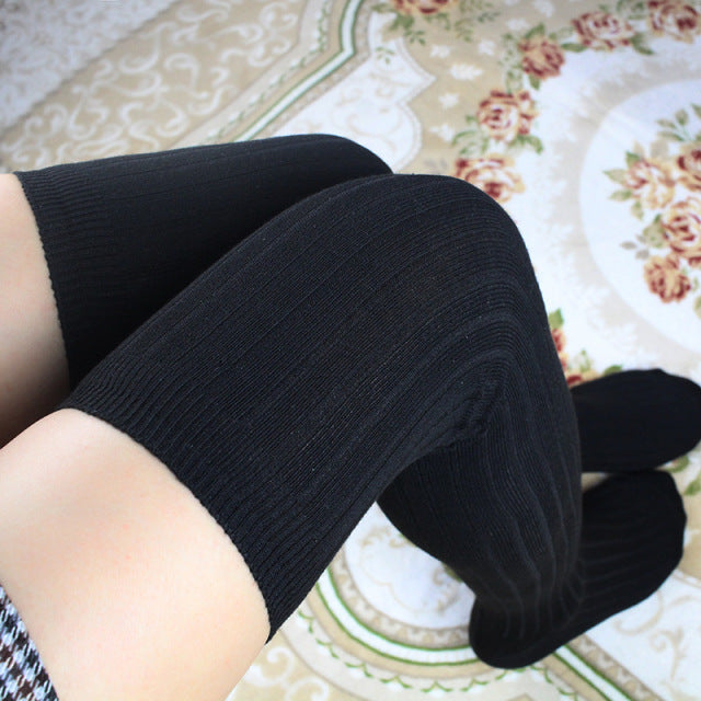 Women Knitting Stockings Sexy Girls Over-Knee Socks Wrap Calves Boots Warm Legs Cotton
