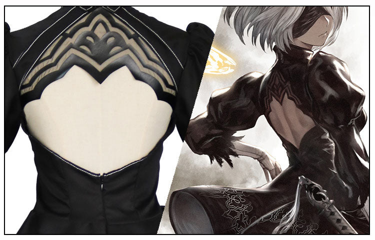 Chinese Size Nier Automata Yorha 2B Cosplay Suit Anime Women Outfit Disguise Costume Set Fancy Halloween Girls Party Black Dress