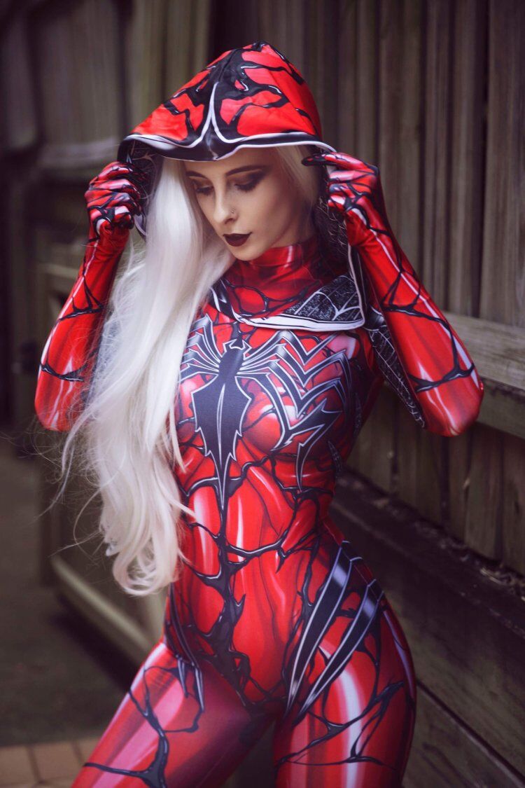 Red Gwen Cosplay Costume Adults Carnage Superhero Zentai Suit Female Girls Woman Halloween Full Bodysuit
