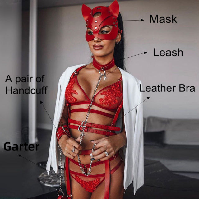 Leather Sexy Harness Women Garter Bondage Goth Set Women Thigh Belt Suspender Waist Lingerie Sexy Wedding Garter Underwear bas