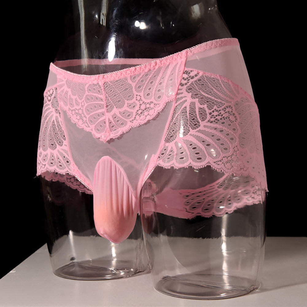 Men Sexy Low Rise Lace Breathable Briefs See Through Underwear Pouch Panties Men Sexy Lace Transparent Personal Briefs Bikini