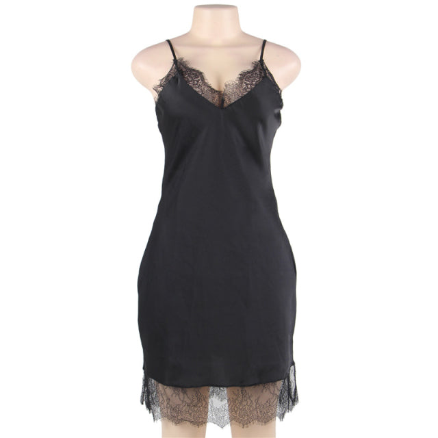 Silk Satin Nightie Sexy Nightdress Summer Straps V Neck 7XL Plus Size Women New Arrival Lingerie Dress Ladies Night Wear