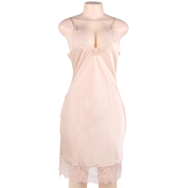 Silk Satin Nightie Sexy Nightdress Summer Straps V Neck 7XL Plus Size Women New Arrival Lingerie Dress Ladies Night Wear