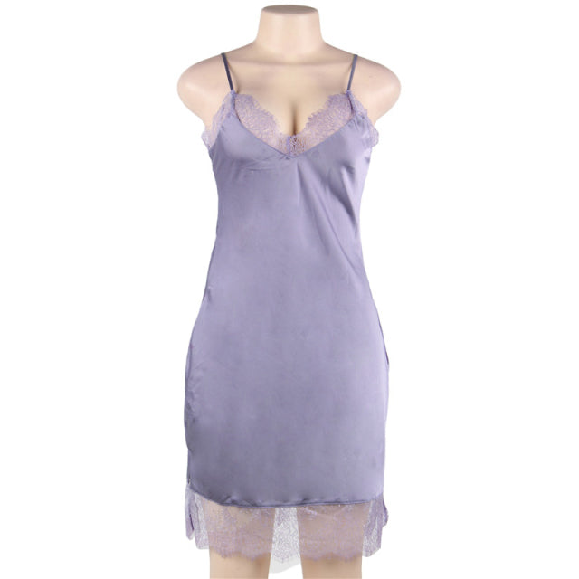 Silk Satin Nightie Sexy Nightdress Summer Straps V Neck 7XL Plus Size Women New Arrival Lingerie Dress Ladies Night Wear