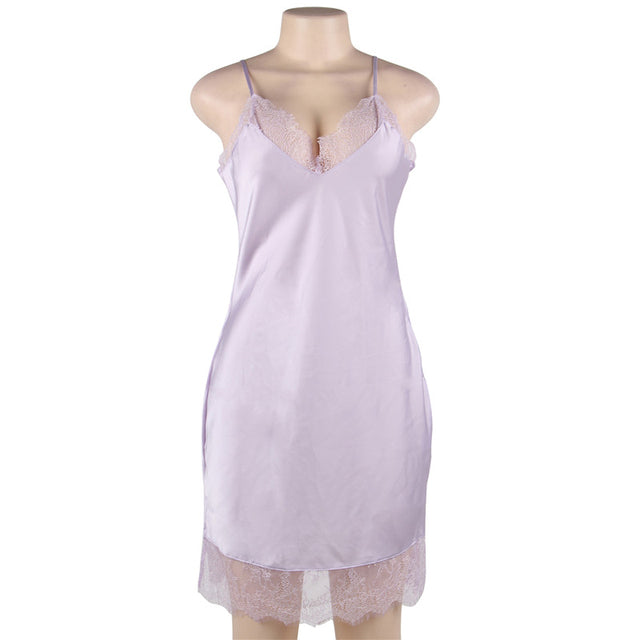 Silk Satin Nightie Sexy Nightdress Summer Straps V Neck 7XL Plus Size Women New Arrival Lingerie Dress Ladies Night Wear