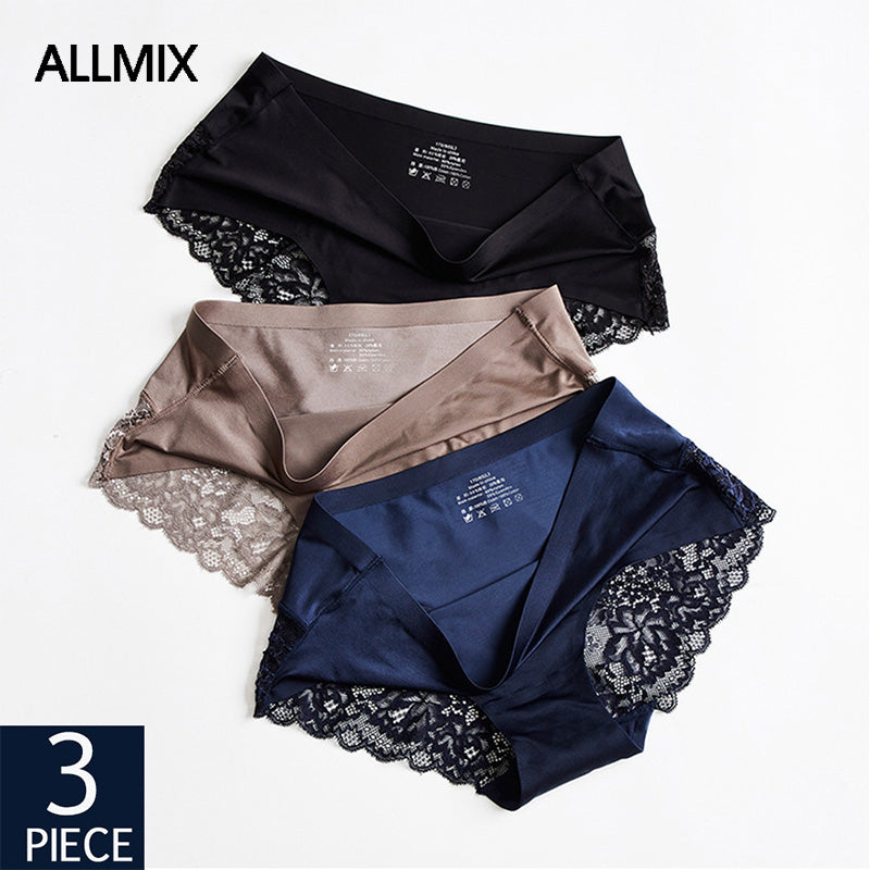 ALLMIX 3Pcs/lot Hollow Out Women Panties Sets Underwear Seamless Solid Sports Briefs Low Waist Underpants Sexy Lady Lingerie
