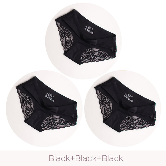 ALLMIX 3Pcs/lot Hollow Out Women Panties Sets Underwear Seamless Solid Sports Briefs Low Waist Underpants Sexy Lady Lingerie