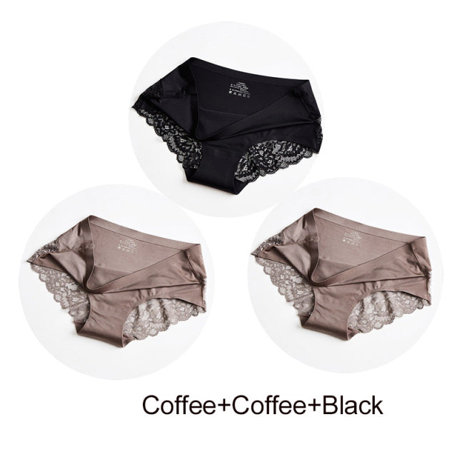 ALLMIX 3Pcs/lot Hollow Out Women Panties Sets Underwear Seamless Solid Sports Briefs Low Waist Underpants Sexy Lady Lingerie