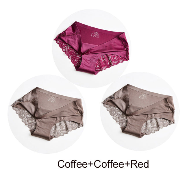 ALLMIX 3Pcs/lot Hollow Out Women Panties Sets Underwear Seamless Solid Sports Briefs Low Waist Underpants Sexy Lady Lingerie