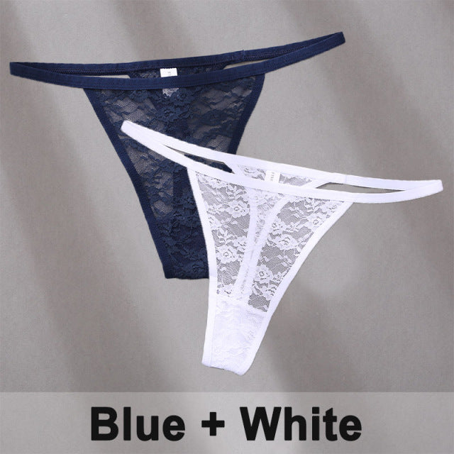 2PCS/Set Underwear Lace Panties Floral Lingerie Woman Panties Thong G-String
