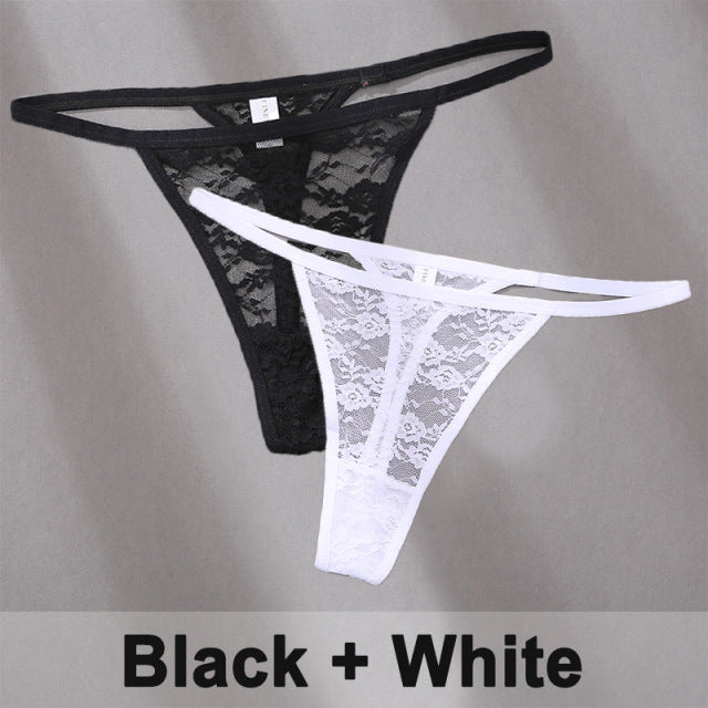 2PCS/Set Underwear Lace Panties Floral Lingerie Woman Panties Thong G-String