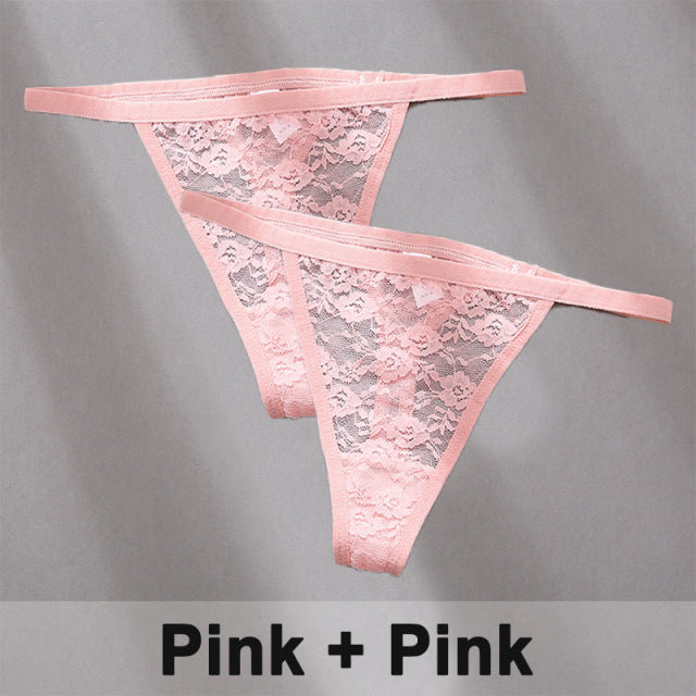 2PCS/Set Underwear Lace Panties Floral Lingerie Woman Panties Thong G-String