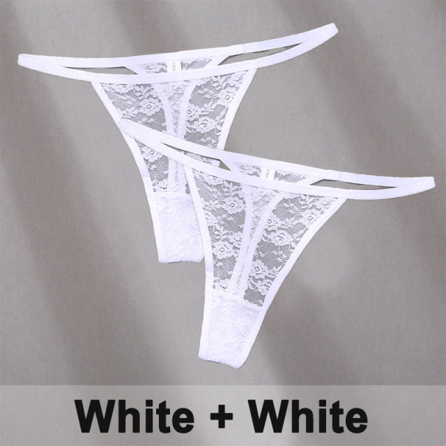 2PCS/Set Underwear Lace Panties Floral Lingerie Woman Panties Thong G-String