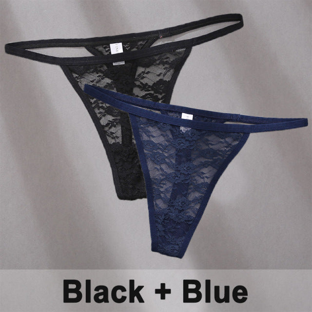 2PCS/Set Underwear Lace Panties Floral Lingerie Woman Panties Thong G-String