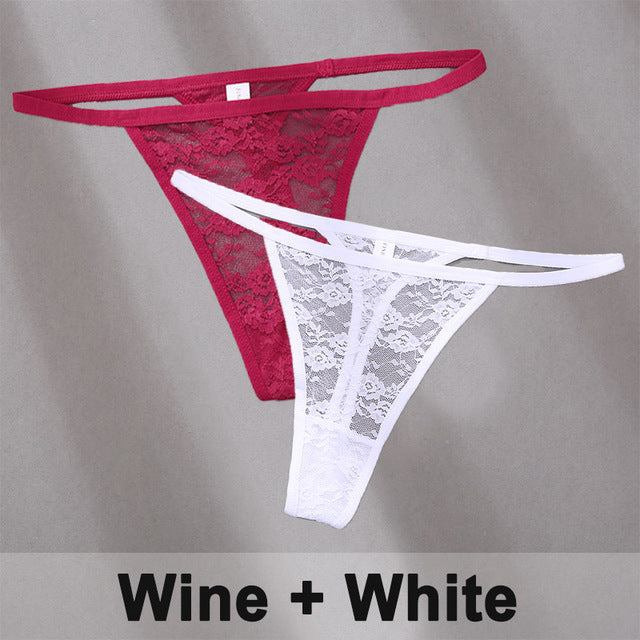 2PCS/Set Underwear Lace Panties Floral Lingerie Woman Panties Thong G-String