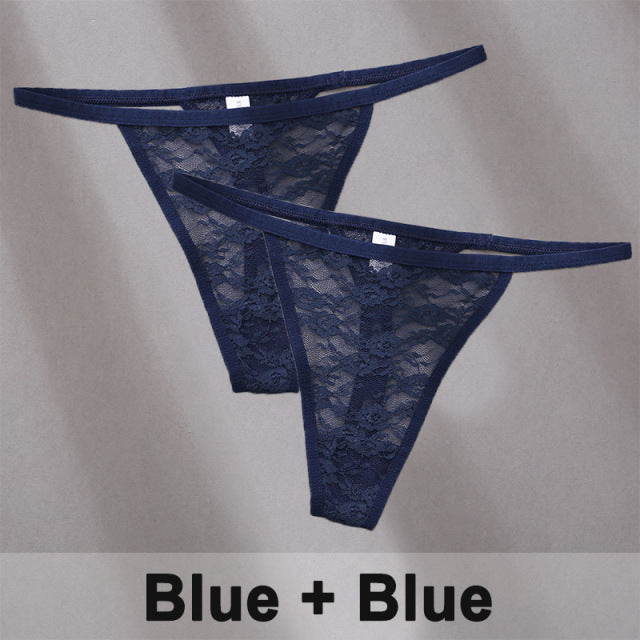2PCS/Set Underwear Lace Panties Floral Lingerie Woman Panties Thong G-String