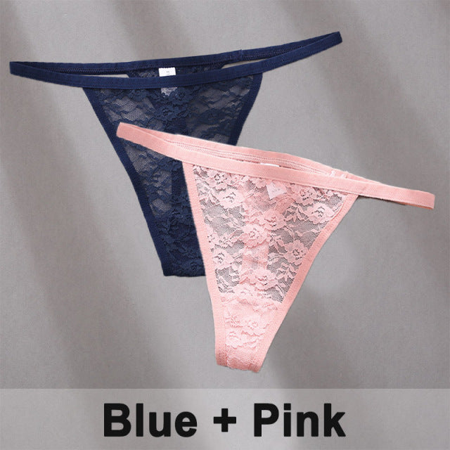 2PCS/Set Underwear Lace Panties Floral Lingerie Woman Panties Thong G-String