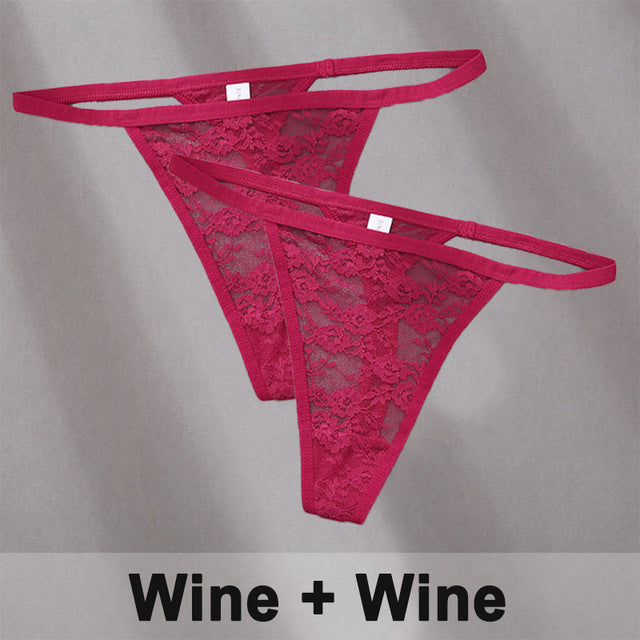2PCS/Set Underwear Lace Panties Floral Lingerie Woman Panties Thong G-String