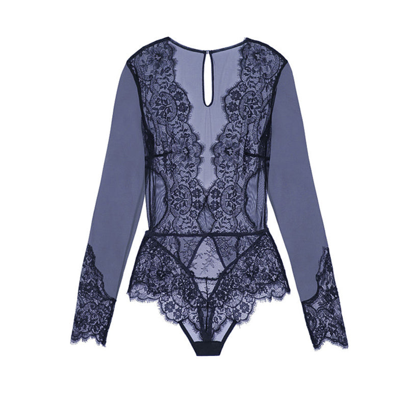 Comeondear Plus Size Teddy Bodysuit Long Sleeve Transparent Lace Bodysuit Sexy V Neck Mesh Bodysuit Summer Short Party Jumpsuit