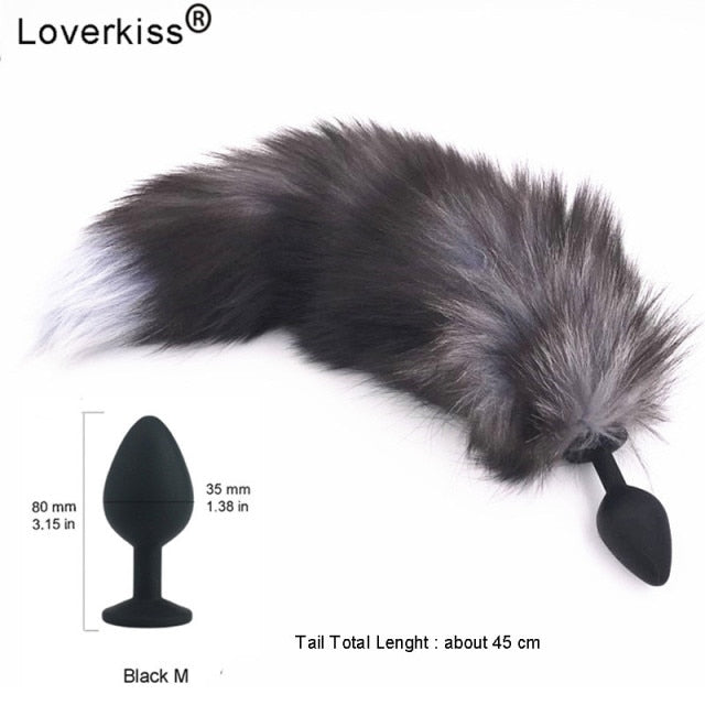Loverkiss Silicone Butt Plug Fox Tail Anal Plug Smooth Fur butt plug tail Anal Sex Toys For Women BDSM Adult Games Sex Products