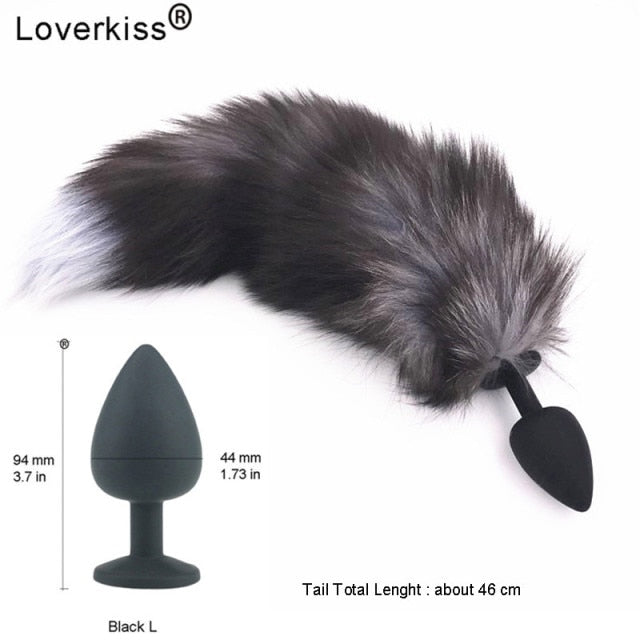 Loverkiss Silicone Butt Plug Fox Tail Anal Plug Smooth Fur butt plug tail Anal Sex Toys For Women BDSM Adult Games Sex Products
