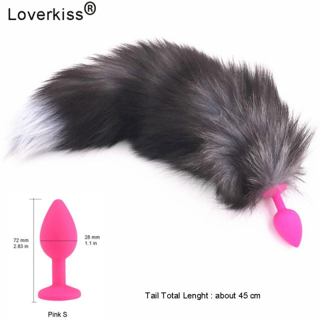 Loverkiss Silicone Butt Plug Fox Tail Anal Plug Smooth Fur butt plug tail Anal Sex Toys For Women BDSM Adult Games Sex Products