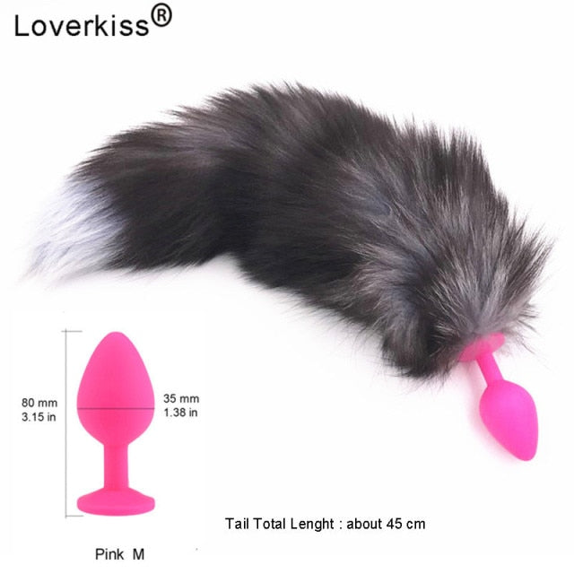 Loverkiss Silicone Butt Plug Fox Tail Anal Plug Smooth Fur butt plug tail Anal Sex Toys For Women BDSM Adult Games Sex Products
