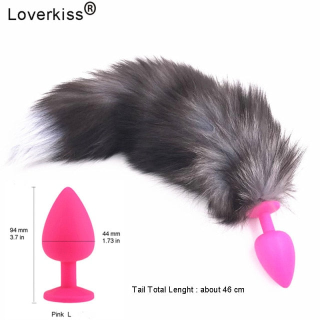 Loverkiss Silicone Butt Plug Fox Tail Anal Plug Smooth Fur butt plug tail Anal Sex Toys For Women BDSM Adult Games Sex Products