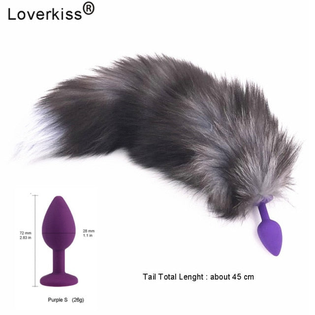 Loverkiss Silicone Butt Plug Fox Tail Anal Plug Smooth Fur butt plug tail Anal Sex Toys For Women BDSM Adult Games Sex Products