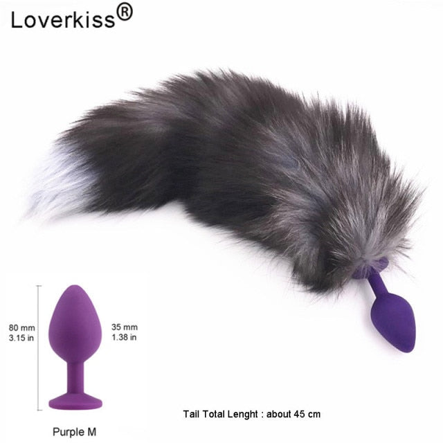 Loverkiss Silicone Butt Plug Fox Tail Anal Plug Smooth Fur butt plug tail Anal Sex Toys For Women BDSM Adult Games Sex Products
