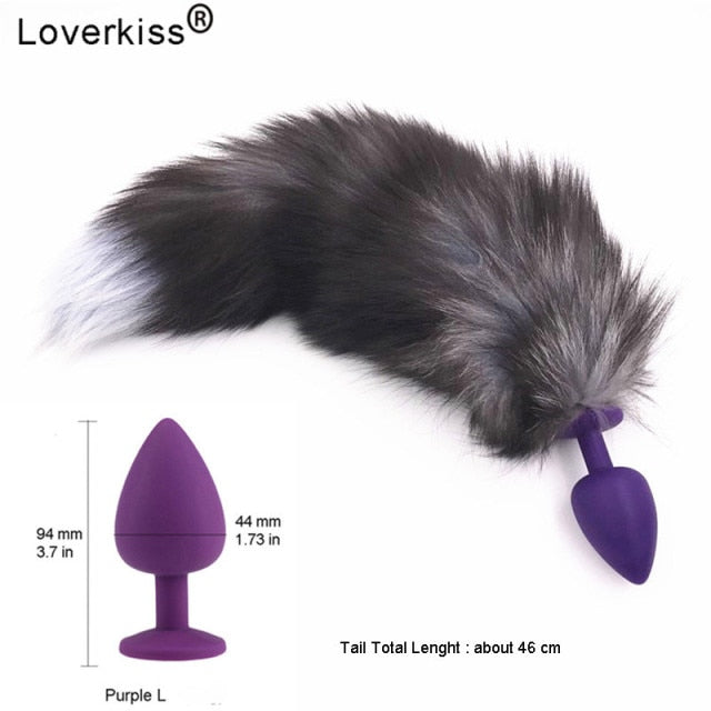 Loverkiss Silicone Butt Plug Fox Tail Anal Plug Smooth Fur butt plug tail Anal Sex Toys For Women BDSM Adult Games Sex Products