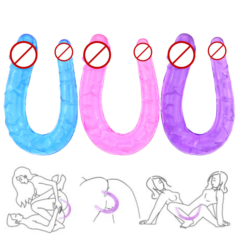 U Shape Soft Jelly Double Dildos Vagina Anal Plug Artificial Penis Sex Toys Shop For Couples Women Gay Lesbian Masturbators
