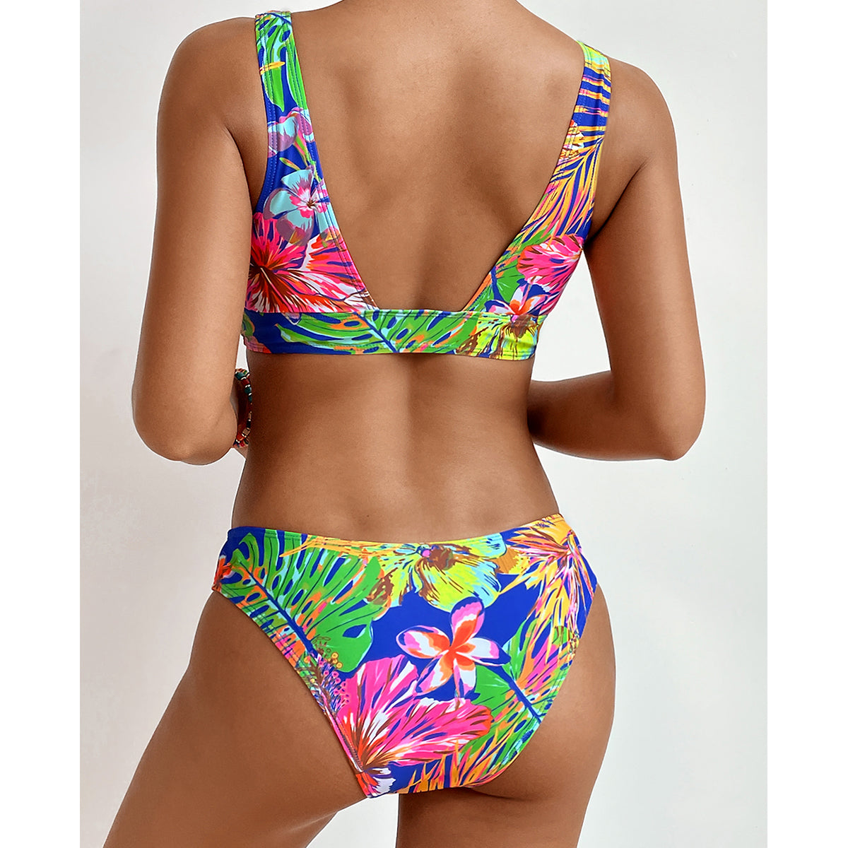 Miturn New Leaves Printed Low Waist Two Pieces Bikini Set Swimsuit Female Women Beachwear Swimwear Bather Bathing Suit