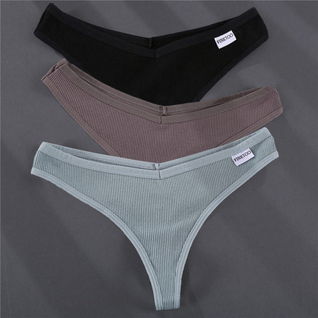 3PCS/Set G-string Panties Cotton Women&#39;s Underwear Sexy Panties