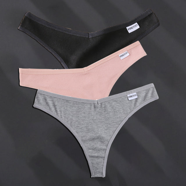 3PCS/Set G-string Panties Cotton Women&#39;s Underwear Sexy Panties