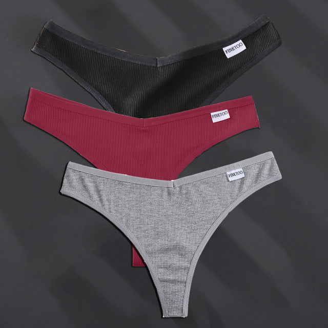 3PCS/Set G-string Panties Cotton Women&#39;s Underwear Sexy Panties