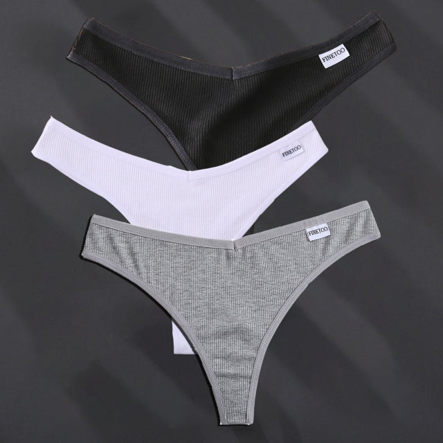 3PCS/Set G-string Panties Cotton Women&#39;s Underwear Sexy Panties