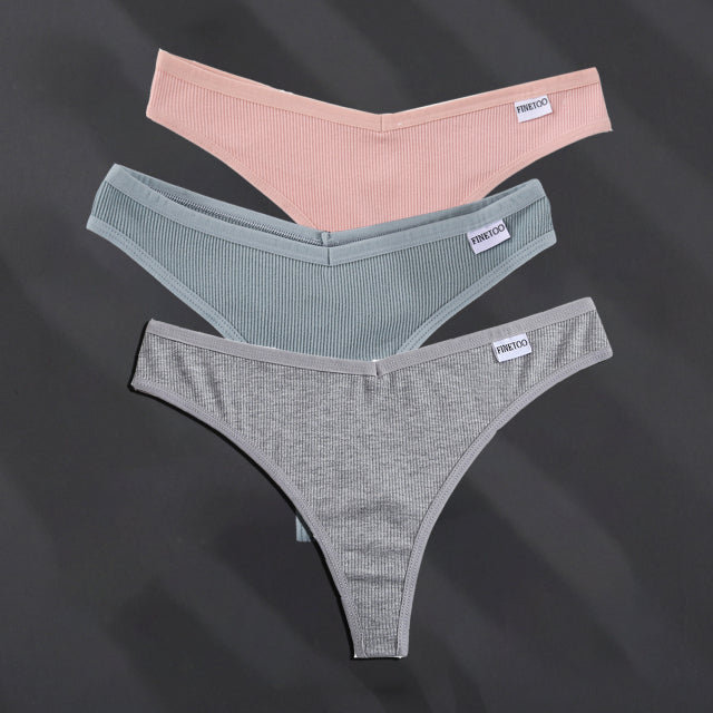 3PCS/Set G-string Panties Cotton Women&#39;s Underwear Sexy Panties