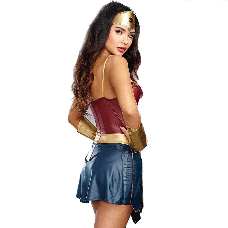 3pcs Halloween Sexy Women Dress Up Dress Cosplay Superhero Woman Cosplay Costume Adult Costume