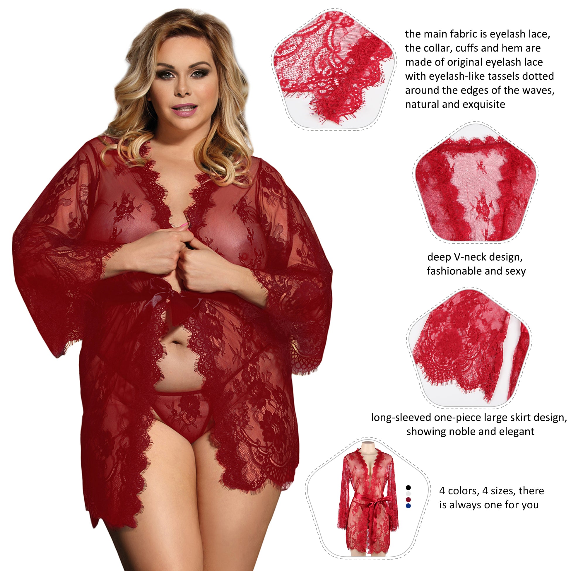 Comeondear Long Sleeve Bride Silk Robe Set Women Plus Size Nightgown For Full Sexy Bathrobe Robe Bride Lenceria Eroticos Mujer