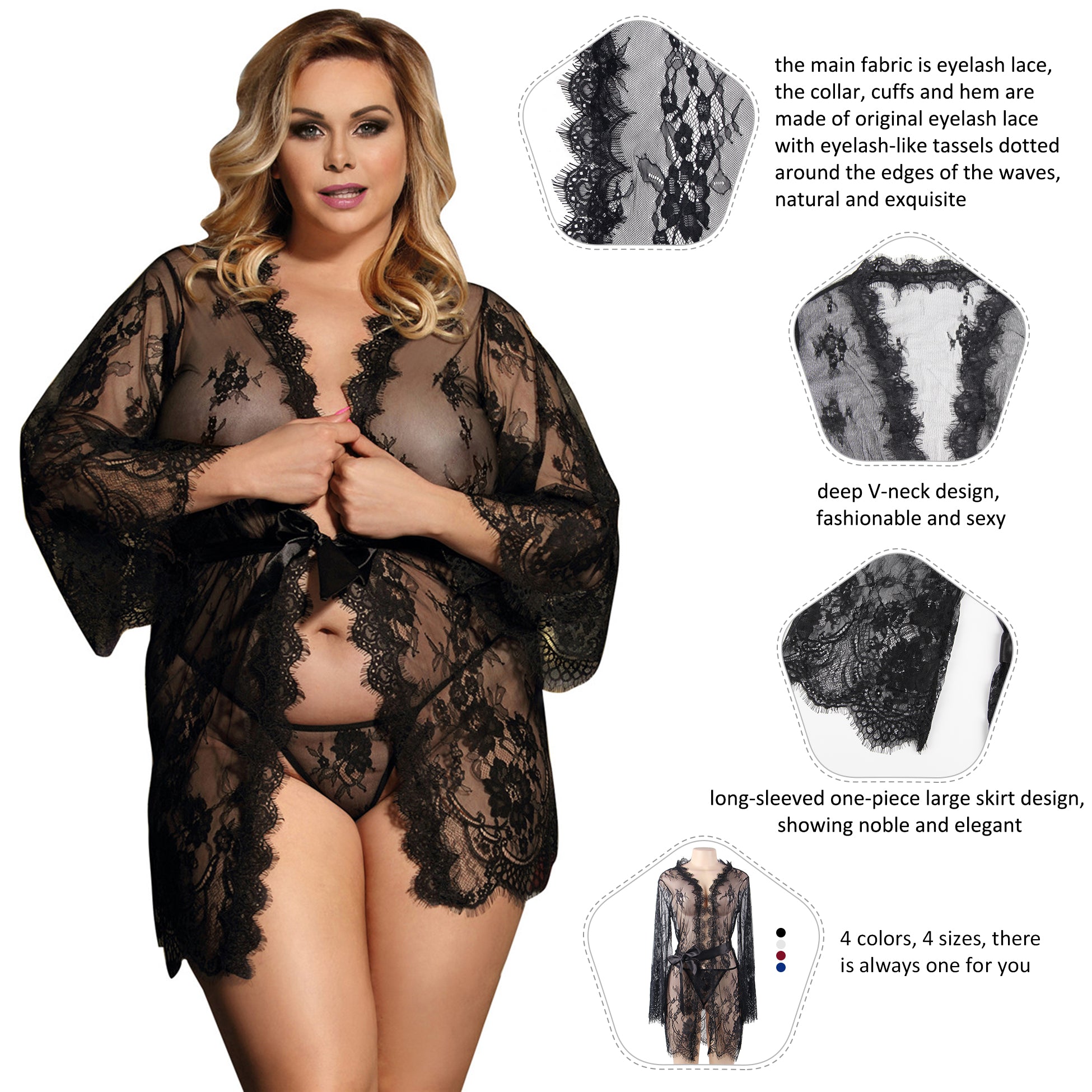 Comeondear Long Sleeve Bride Silk Robe Set Women Plus Size Nightgown For Full Sexy Bathrobe Robe Bride Lenceria Eroticos Mujer