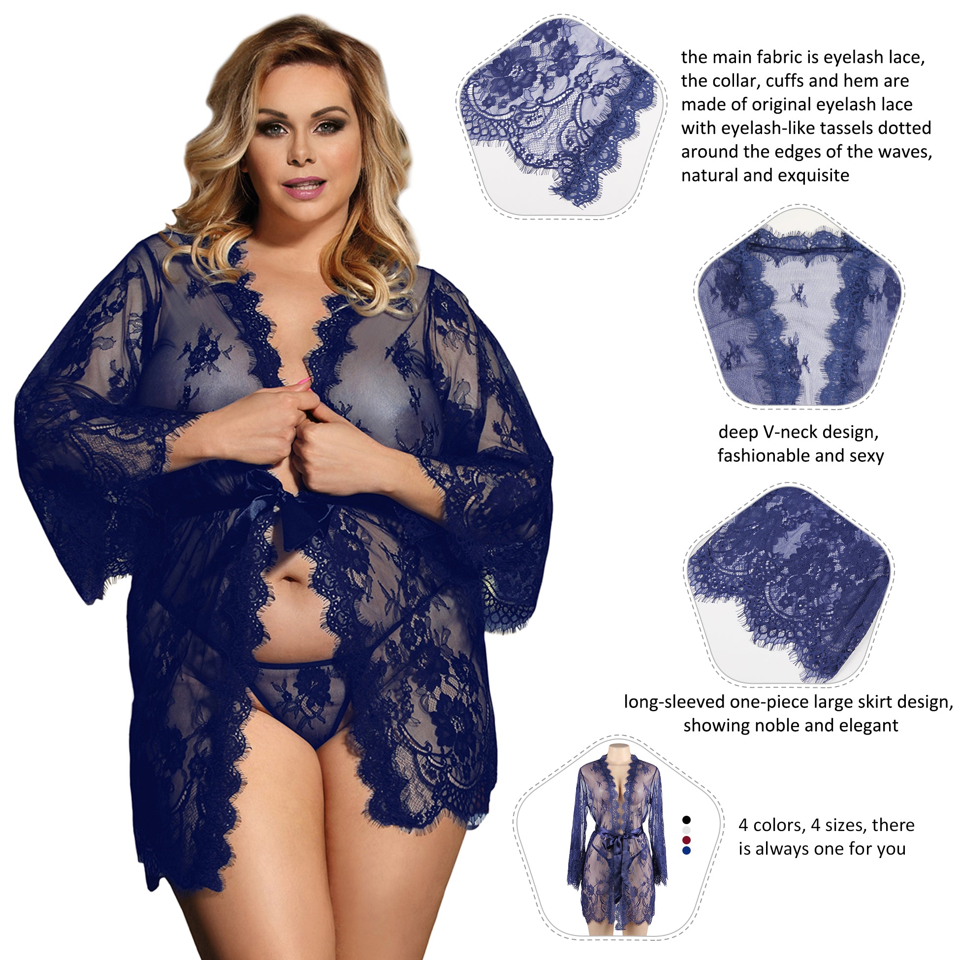 Comeondear Long Sleeve Bride Silk Robe Set Women Plus Size Nightgown For Full Sexy Bathrobe Robe Bride Lenceria Eroticos Mujer