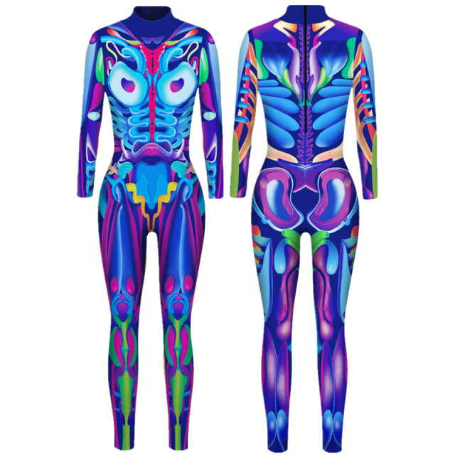 Robot Punk Jumpsuit Catsuit Sexy Women Cosplay Costumes Zentai Halloween Bodysuit