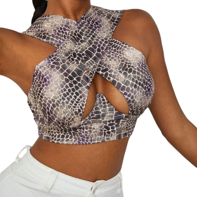 Women Criss Cross Tank Tops Sexy Sleeveless Solid Color Cutout Front Crop Tops Party Club Streetwear Lady Bustier Tops