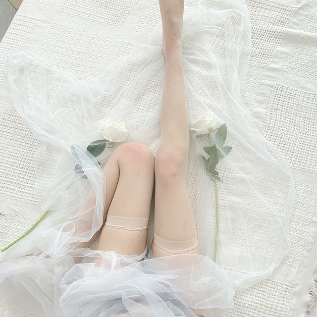 10D Kawaii Lolita Princess Stockings Girls Anime Cosplay Knee High Long Medias Young Women Sexy Transparent Intimate Underwear